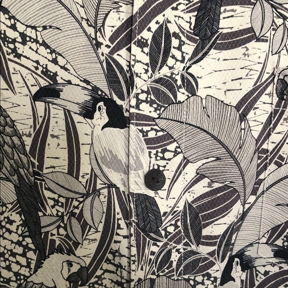 Tommy Bahama Black and White Leaf Print Shirt - Picture 2 of 5